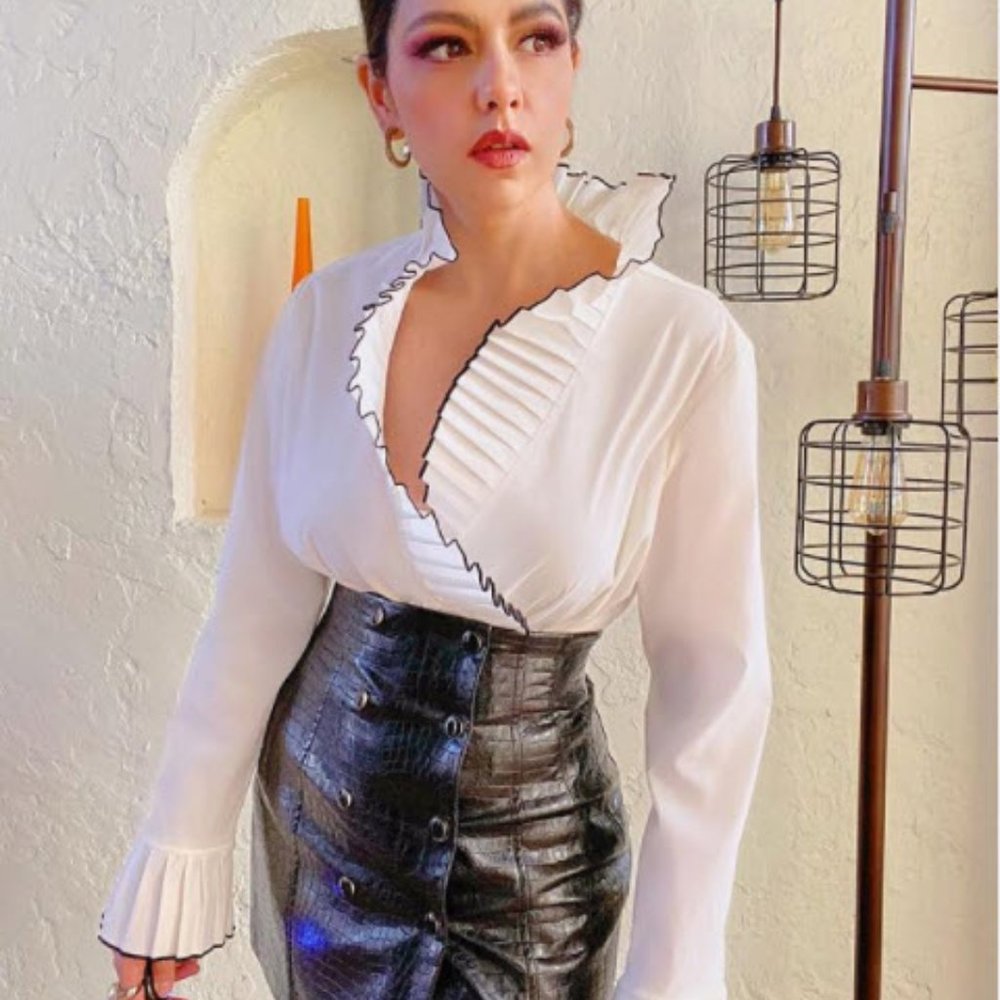 ZARA  BLACK FAUX LEATHER MINI SKIRT